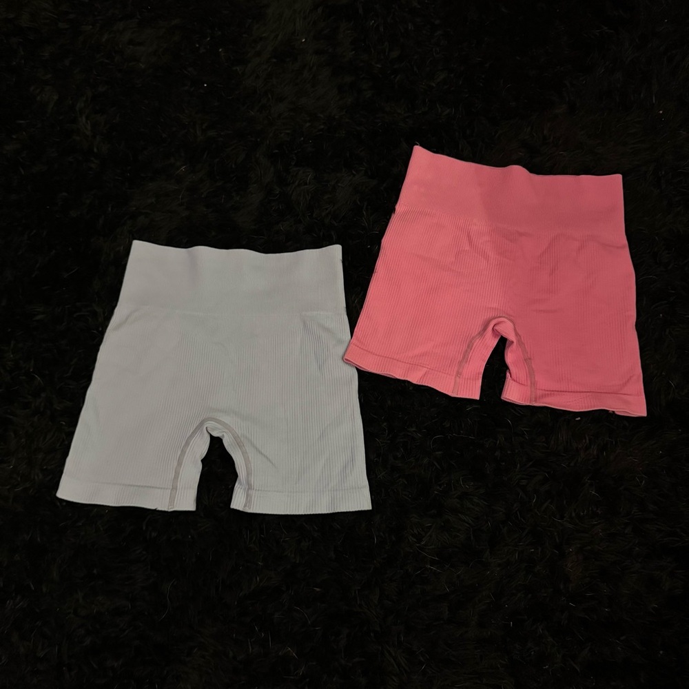 Pink and Gray Biker Shorts Set